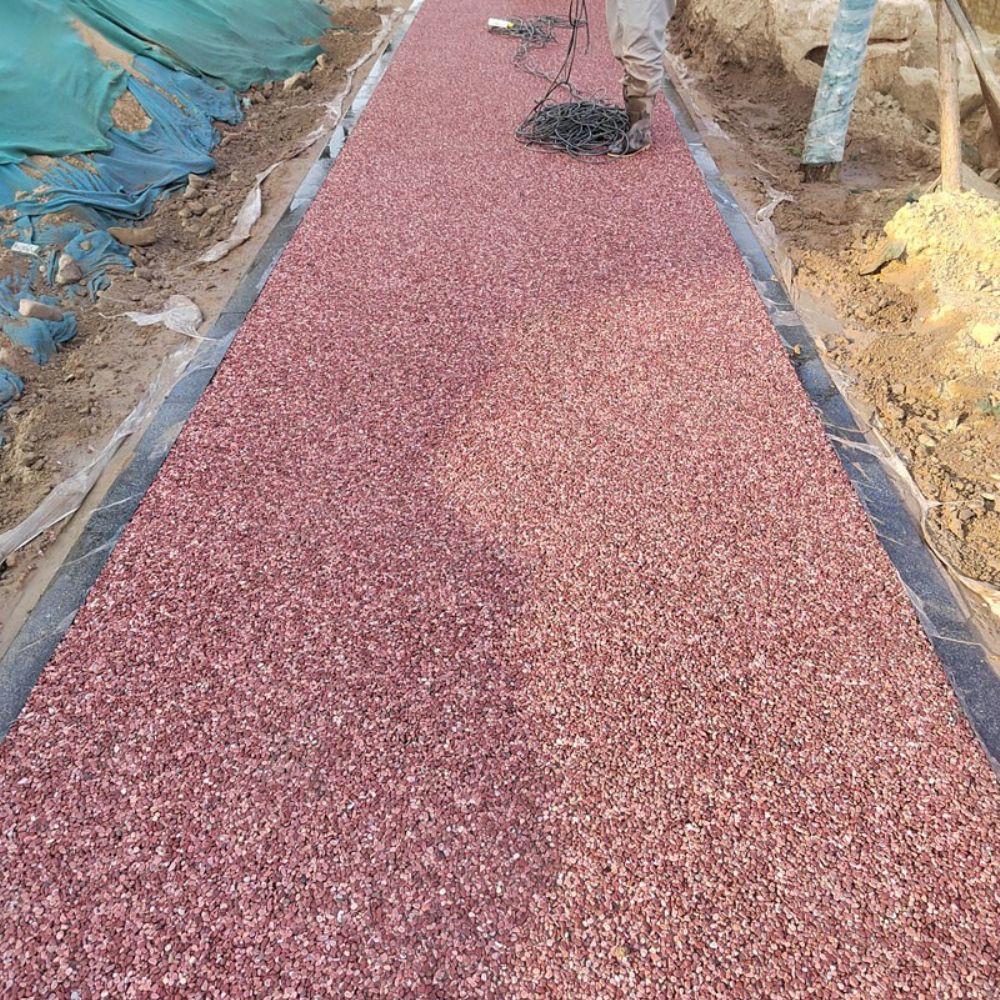 露骨料透水混凝土地坪施工現場